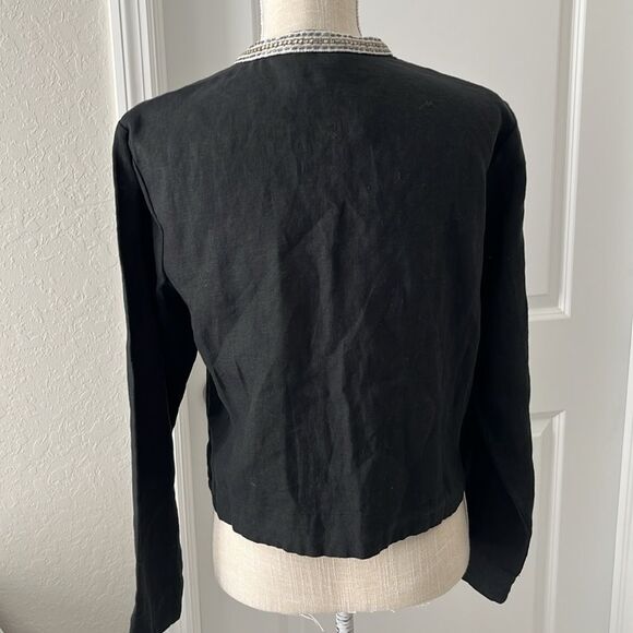 Tommy Bahama Lux Linen Embellishments Elegant Black Women's Short Jacket NWT - Picture 6 of 12